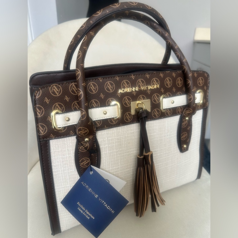 Adrienne Vittadini Sardinia Signature Linen Satchel